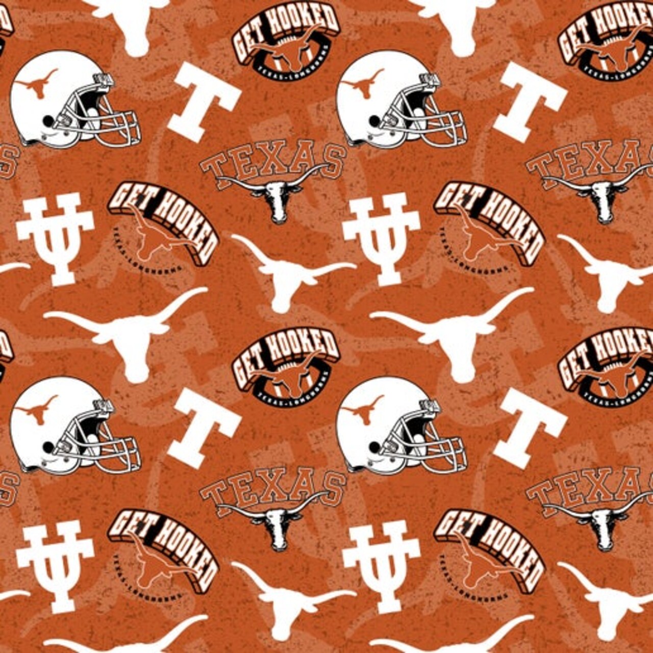 Licensed NCAA University of Texas Tone on Tone TX-1178 Cotton Fabric by the Yard